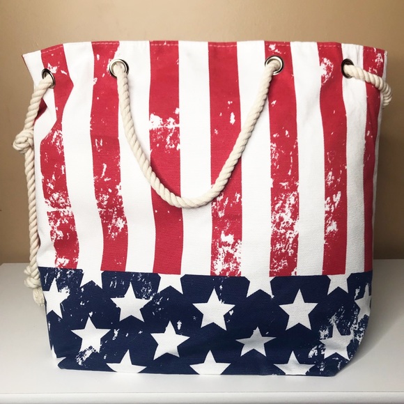 ValMarie Handbags - American Flag Beach Bag Tote